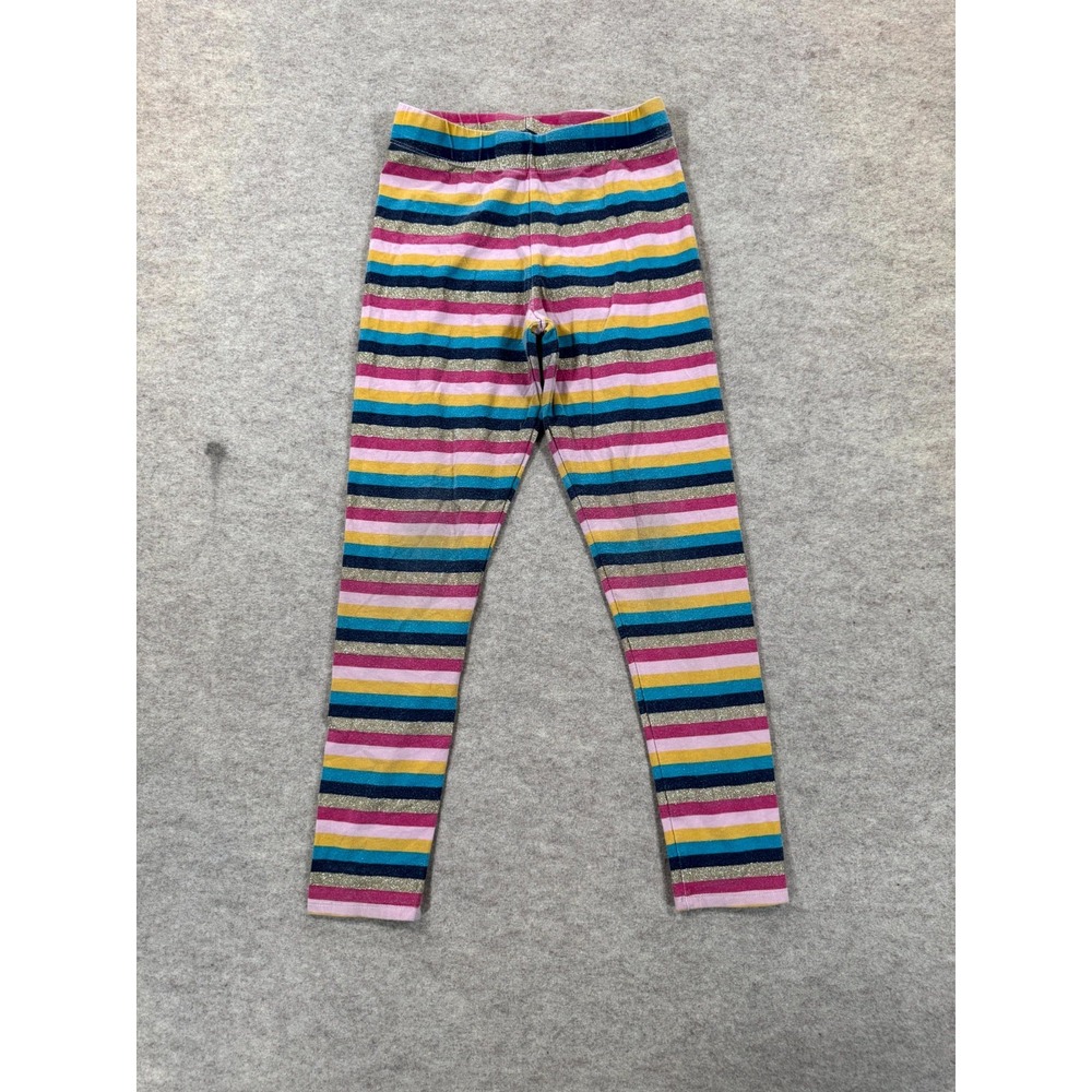 Isaac Mizrahi Rainbow Leggings Kids Large Multicolor Glitter Horizontal Striped